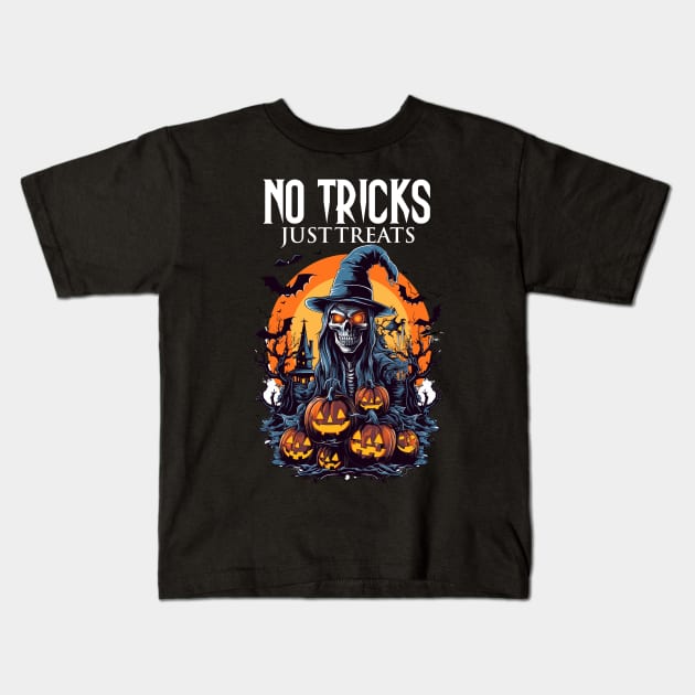 No Tricks Just Treats Kids T-Shirt by Yopi